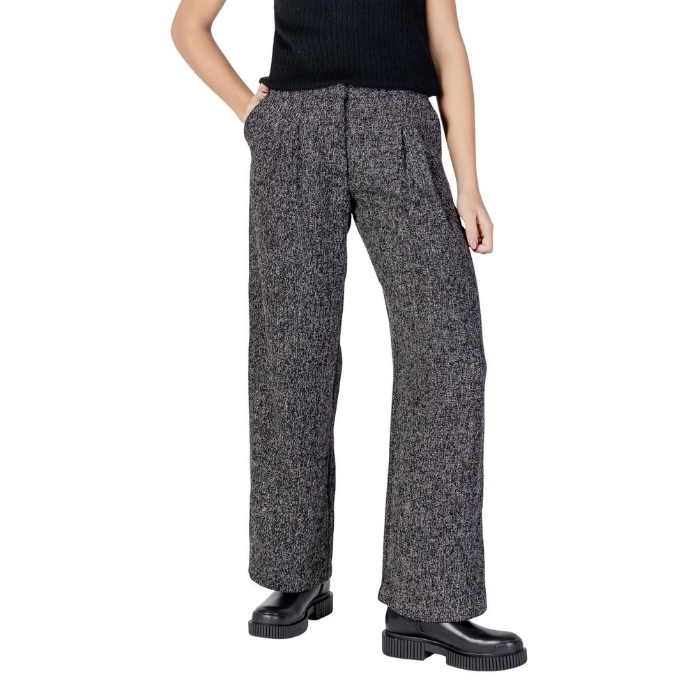 Black Polyester Flared Pants