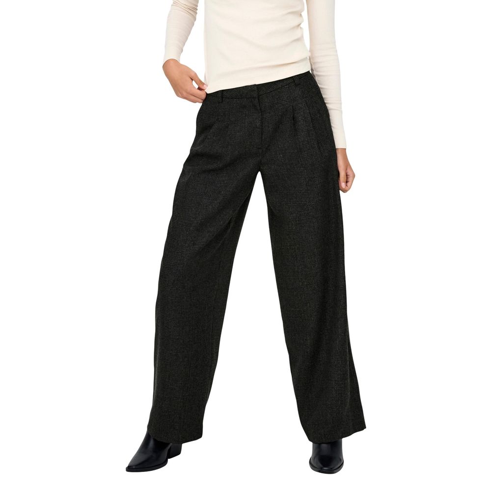 Black Polyester Flared Pants