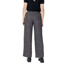 Black Polyester Flared Pants