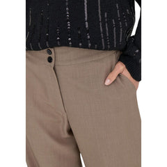 Brown Polyester Flared Pants