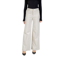 Beige Cotton Casual Pants