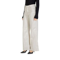 Beige Cotton Casual Pants