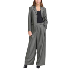 Gray Polyester Casual Pants