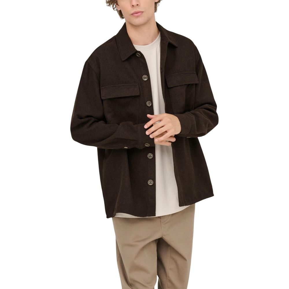 Brown Polyester Dress Shirt