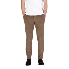 Brown Cotton Casual Pants