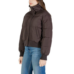 Brown Polyester Full-Length Jacket