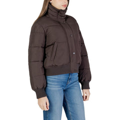 Brown Polyester Full-Length Jacket