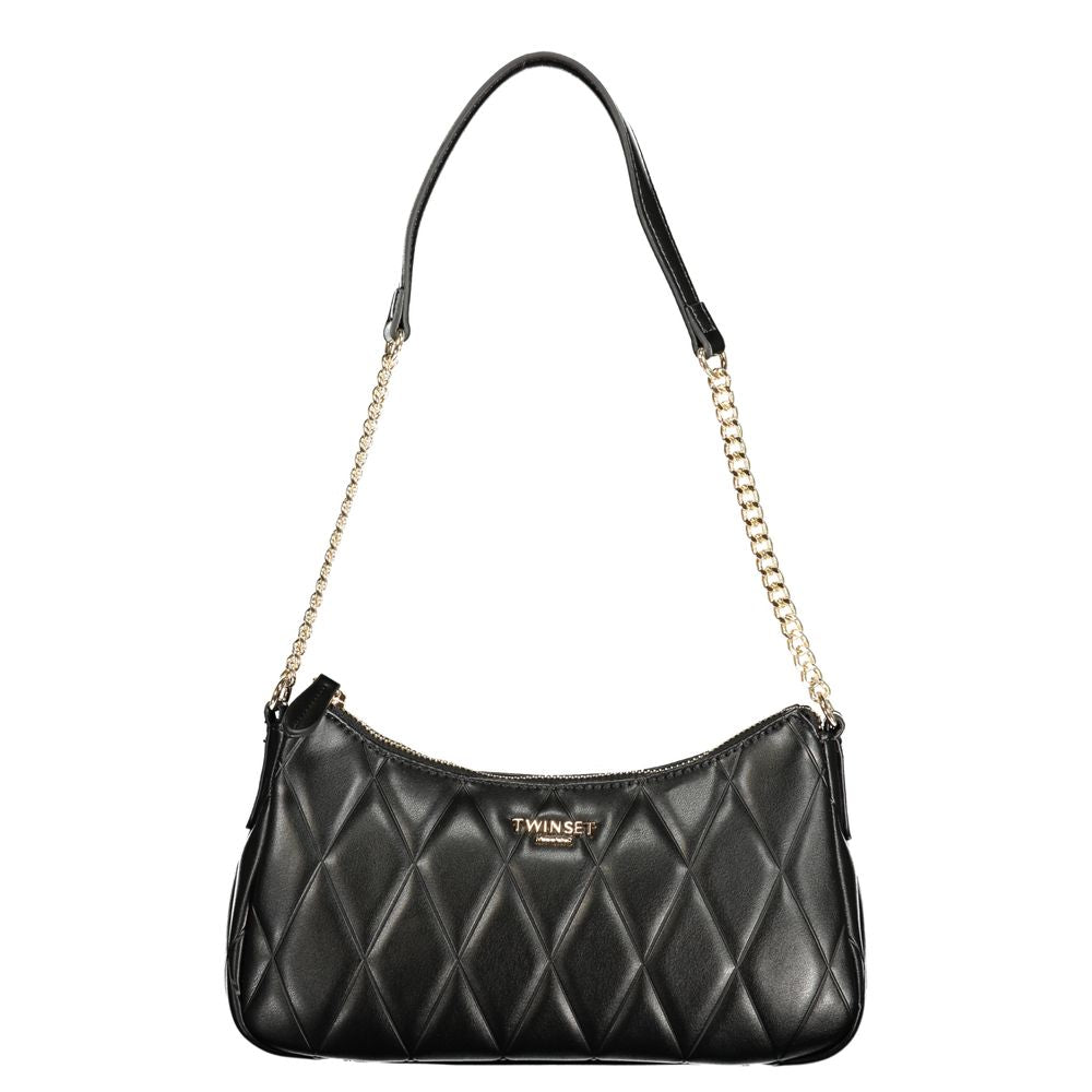 Black Polyurethane Women Shoulder Bag