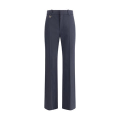 Blue Fleece Wool Casual Pants