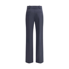 Blue Fleece Wool Casual Pants