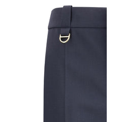 Blue Fleece Wool Casual Pants