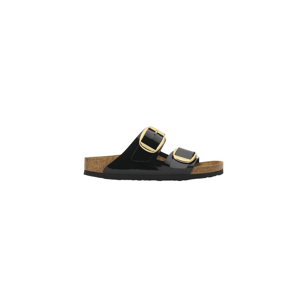 Black Synthetic Flat Sandals