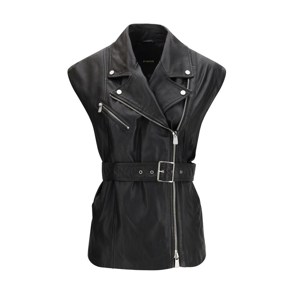 Black Goatskin Sleveless Jacket