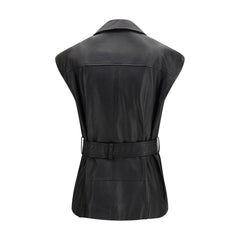 Black Goatskin Sleveless Jacket