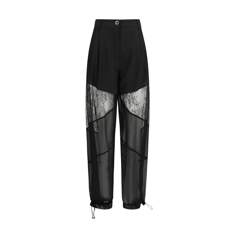 Black Polyester Casual Pants
