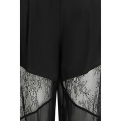 Black Polyester Casual Pants