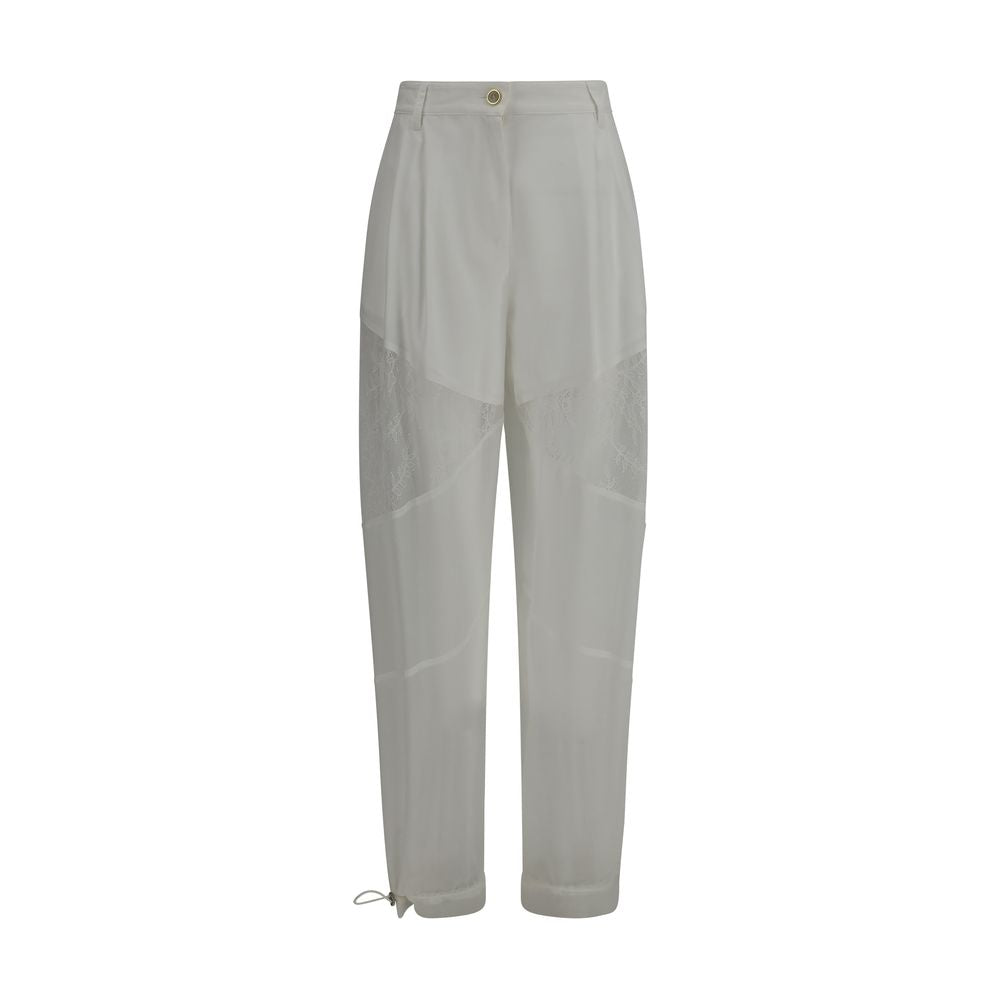 White Polyester Casual Pants