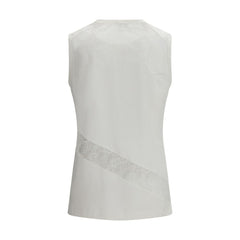 White Cotton Sleeveles T-Shirt