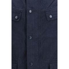Blue Cotton Full-Length Jacket