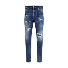 Blue Cotton Slim Fit Jeans