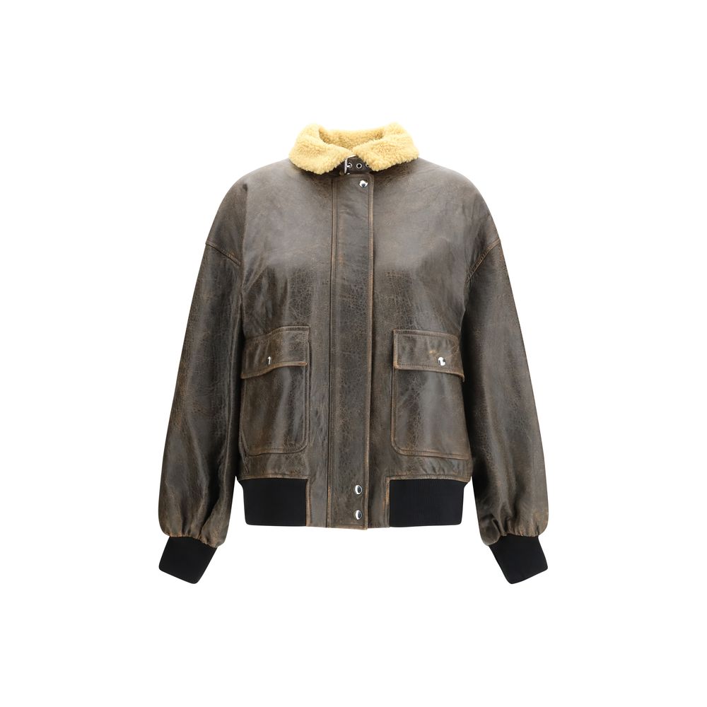 Brown Lamb Ovis Aries Aries Biker Jacket