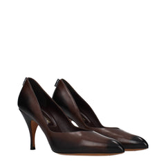 Brown Leather High Heel Pumps