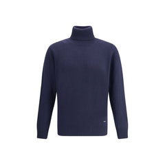 Blue Fleece Wool Turtleneck