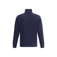 Blue Fleece Wool Turtleneck
