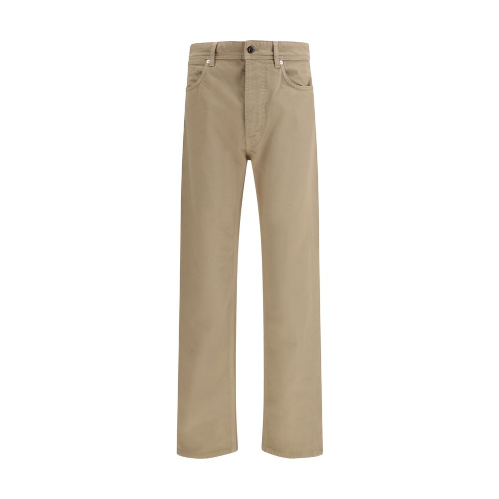 Beige Cotton Casual Pants