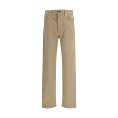 Beige Cotton Casual Pants
