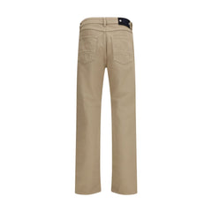 Beige Cotton Casual Pants