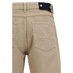 Beige Cotton Casual Pants