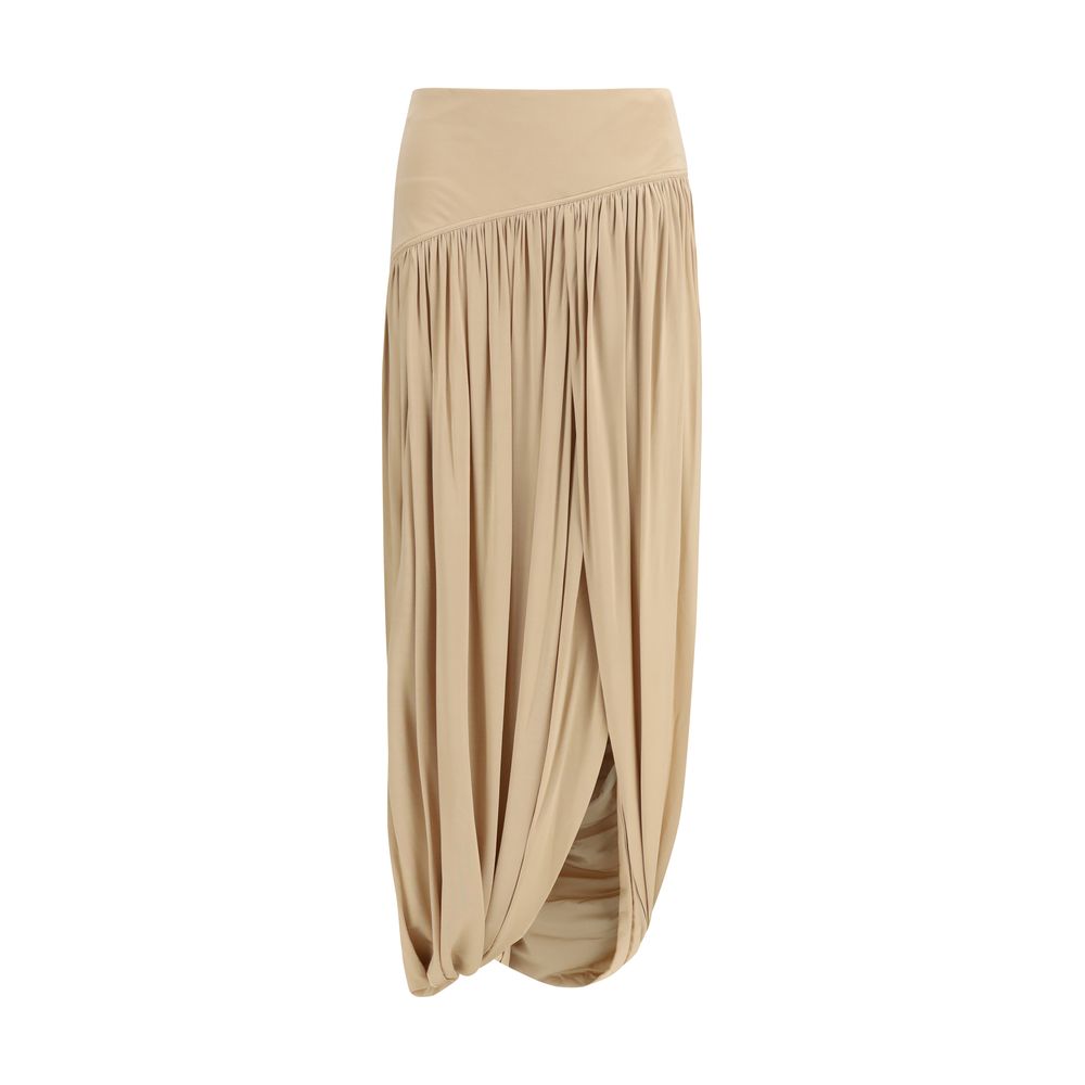 Beige Viscose Long Skirt