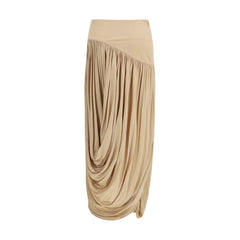 Beige Viscose Long Skirt