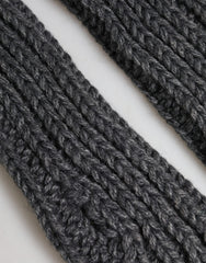Gray Acrylic Knitted Fingerless Arm Warmer Gloves