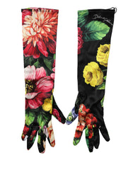 Multicolor Floral Print Elbow Length Women Gloves