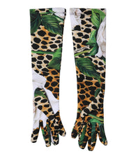 Multicolor Floral Leopard Elbow Length Women Gloves