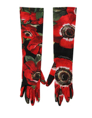 Multicolor Floral Print Elbow Length Women Gloves