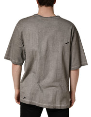 Gray DG Logo Print Cotton Round Neck T-shirt