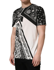 Black White Bandana Cotton Crew Neck  T-shirt