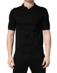 Black Wool Short Sleeves Men Polo  T-shirt
