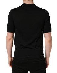 Black Wool Short Sleeves Men Polo  T-shirt