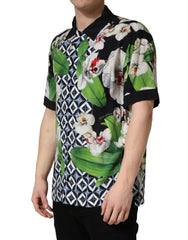 Multicolor Tropical Orchid Print Men Shirt
