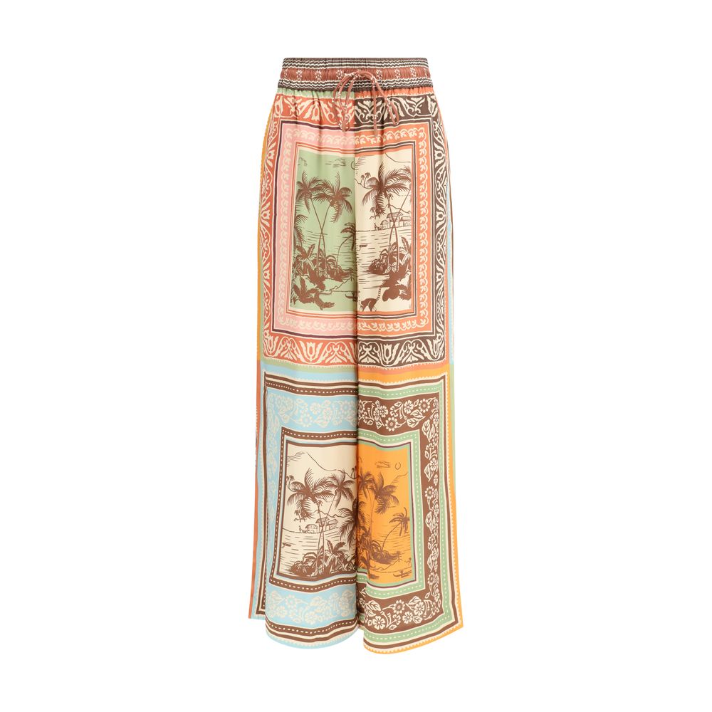 بنطال كاجوال من الحرير متعدد الألوان