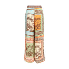 بنطال كاجوال من الحرير متعدد الألوان