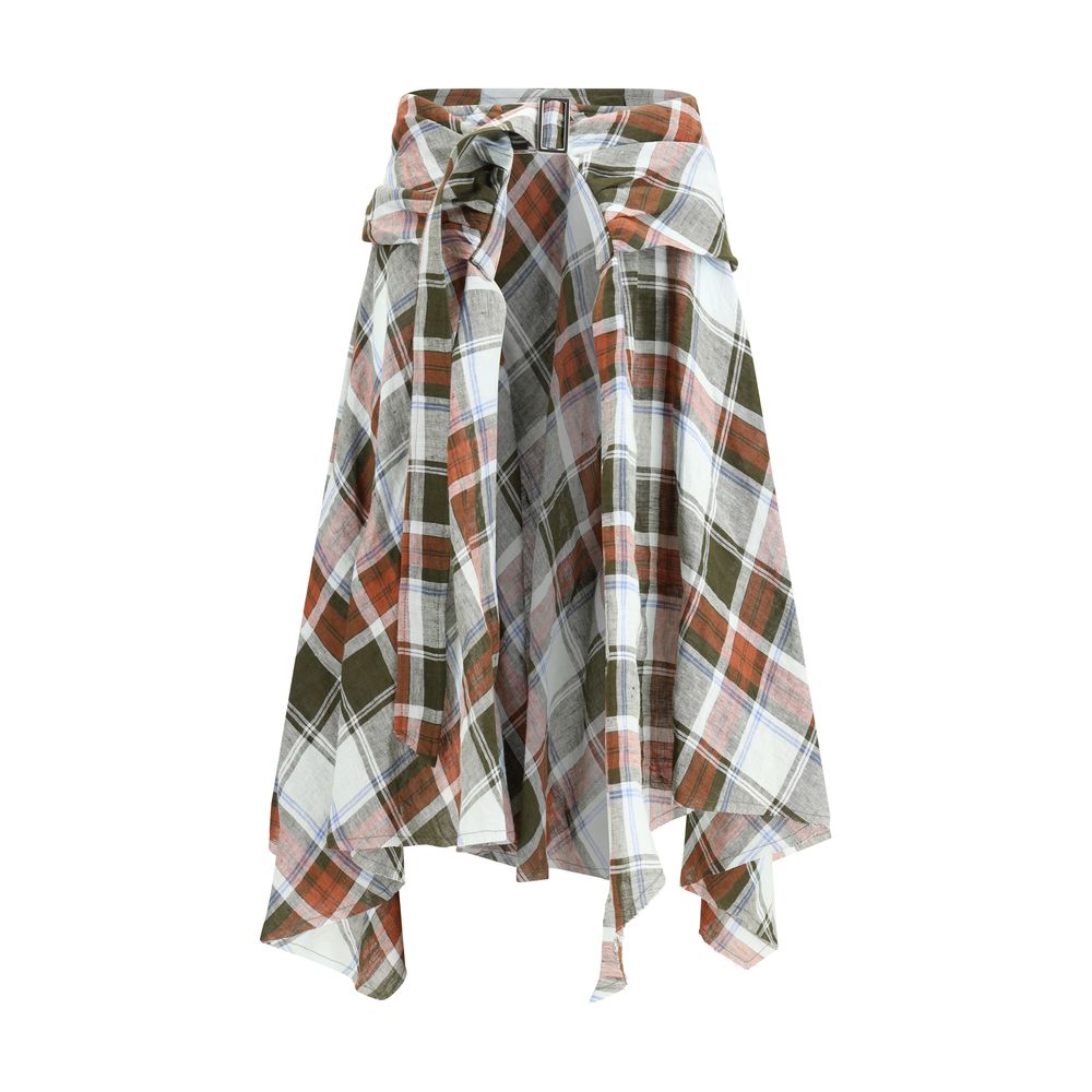 Multicolor Linen Midi Skirt