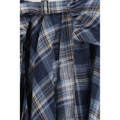 Blue Linen Midi Skirt