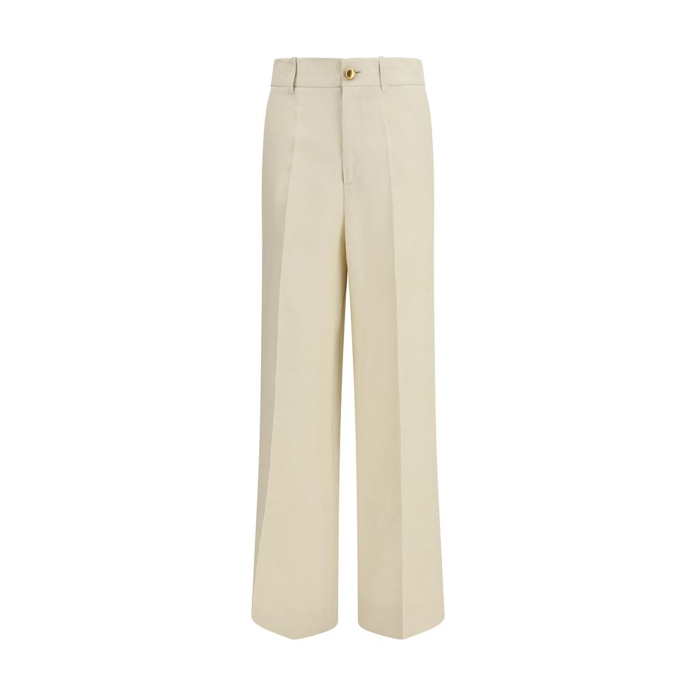 Beige Viscose Casual Pants