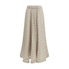 Beige Polyester Long Skirt