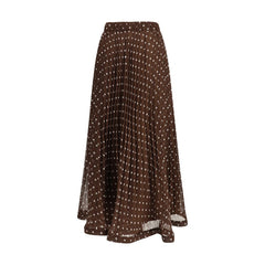 Brown Polyester Long Skirt